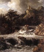 Waterfall with Castle Built on the Rock af RUISDAEL, Jacob Isaackszon van